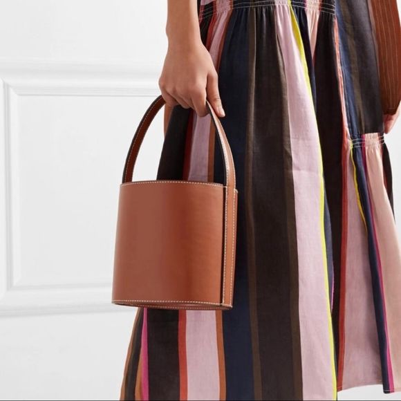 STAUD Handbags - Staud Bassett Smooth Leather Top-Handle Bucket Bag